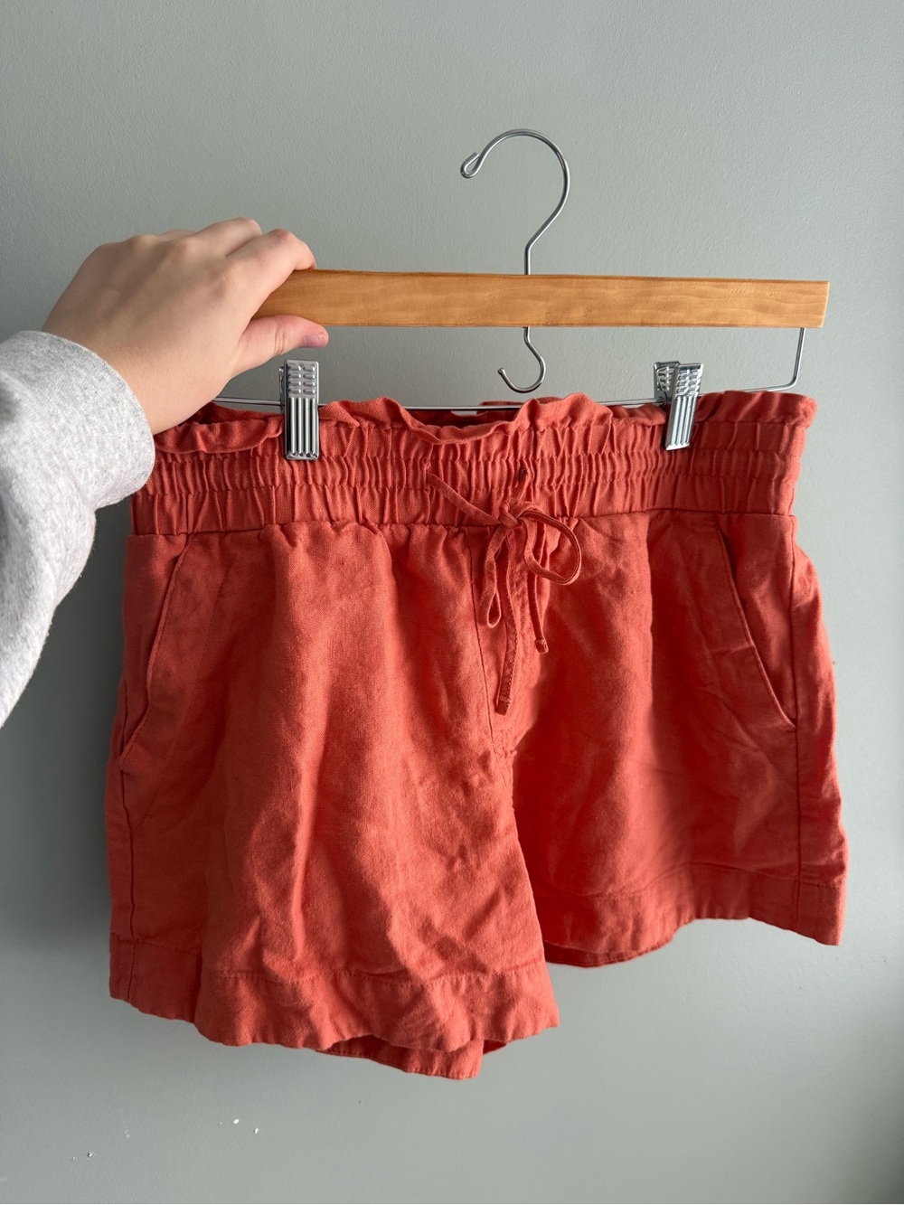 Women's Drawstring Paperbag Waist Shorts - Rust